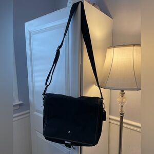 Coach F70869 Black Nylon Messenger Laptop Bag Crossbody Work Travel